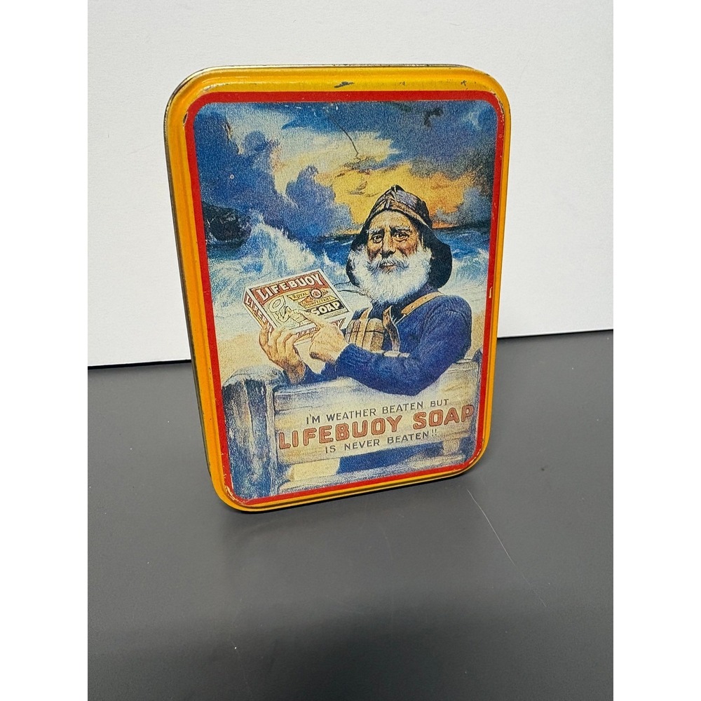 Vintage Lifebuoy Soap Advertising Tin Nautical Sailor Image Collectible